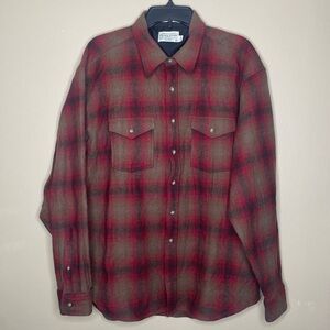 Pendleton Red and Brown Plaid Button-Down Shirt